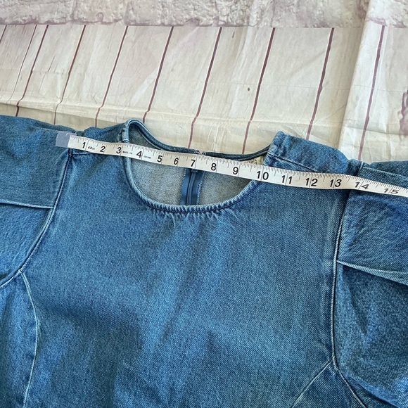 Levi's Blue Denim Puff Sleeves Blouse Size Large NWT - Picture 6 of 12